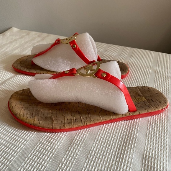 Michael Kors Cork Sandals Charm Jelly MK Gold Logo - Picture 6 of 13